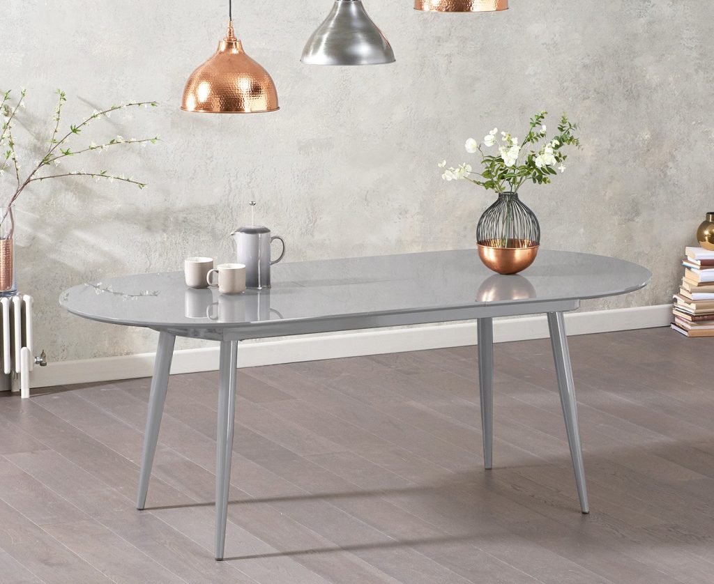 Extending Veneti Light Grey High Gloss Dining Table