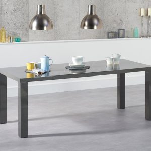 Seattle 200cm Dark Grey High Gloss Dining Table | Bed Sava