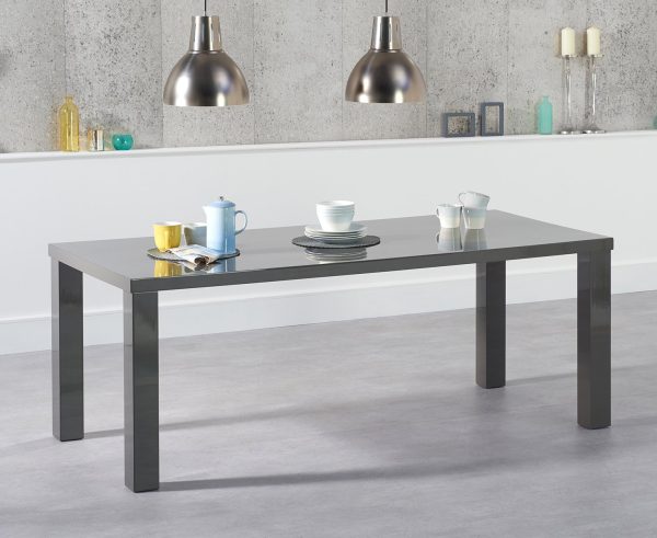 Seattle 200cm Dark Grey High Gloss Dining Table | Bed Sava