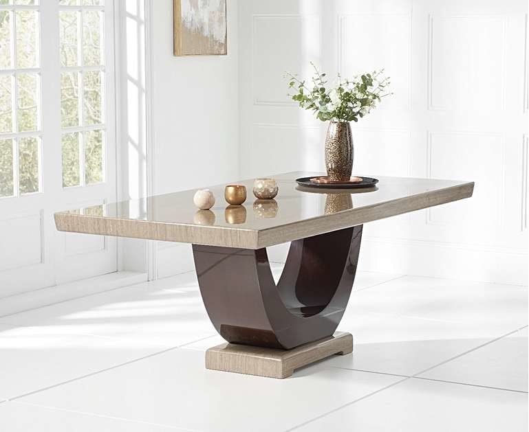 Novara 170cm Brown Pedestal Marble Dining Table