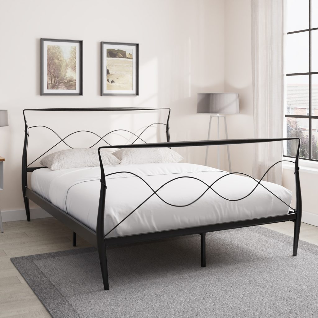 GFW Rimini Metal Bedstead Black-Kingsize