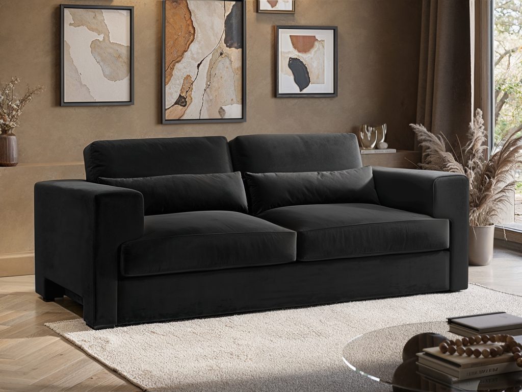 Solace+Co Rose 2 Seater Sofa in Charcoal Velvet