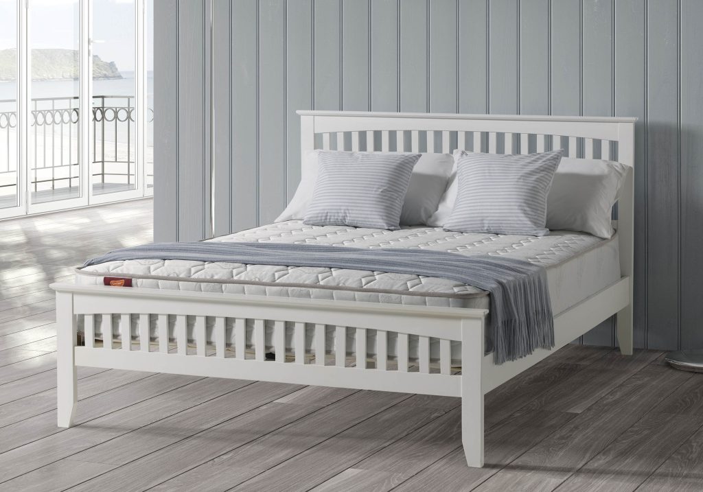 Sareer Sandhurst Wooden Bed Frame -White-Double
