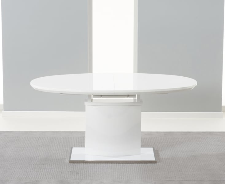 Extending Valzo 160cm White High Gloss Pedestal Dining Table