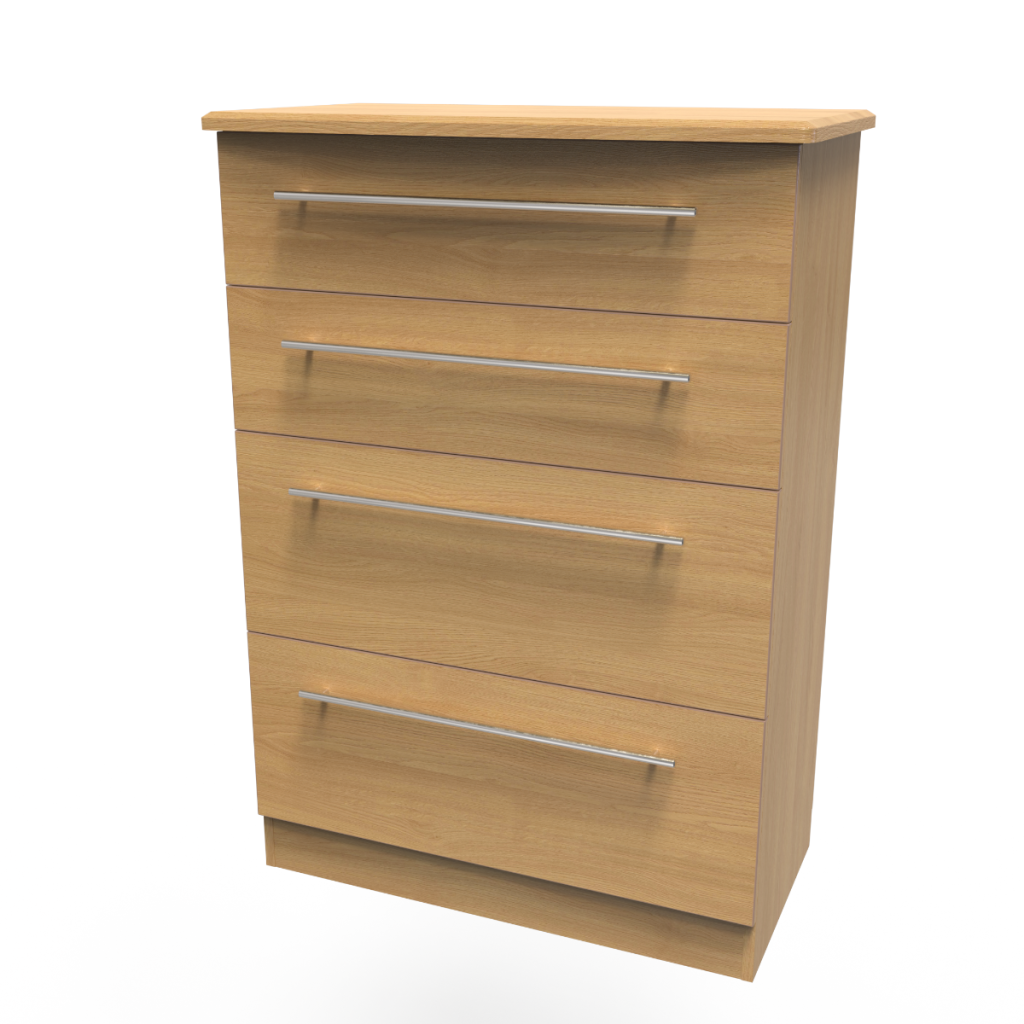 Welcome Furniture Sherwood 4 Drawer Deep Chest Modern Oak