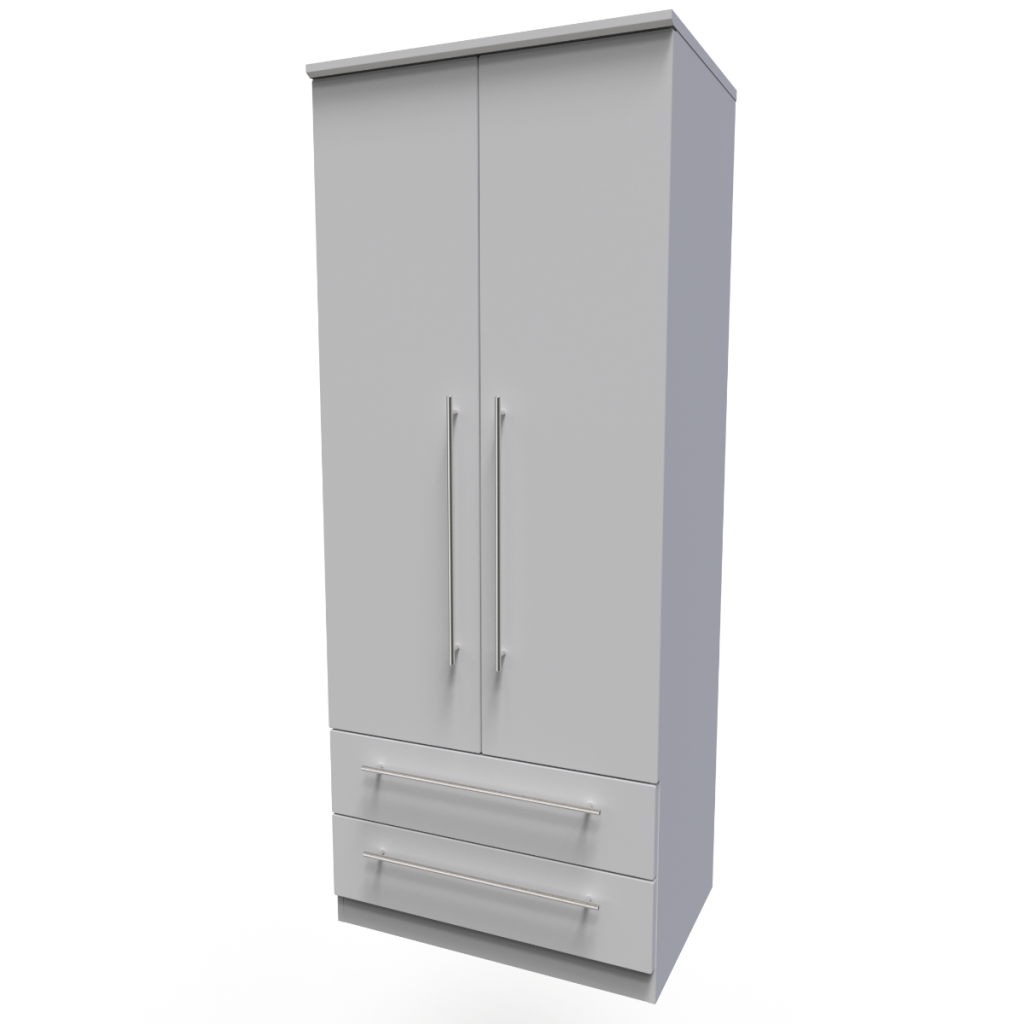 Welcome Furniture Sherwood 2ft6in 2 Drawer Robe Grey Matt