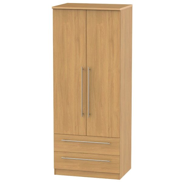 Welcome Furniture Sherwood 2ft6in 2 Drawer Robe Modern Oak | Bed Sava
