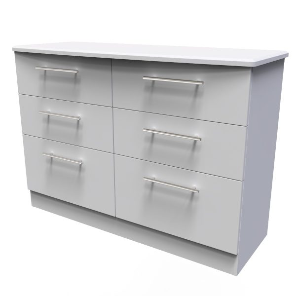 Welcome Furniture Sherwood 6 Drawer Midi Chest Grey Matt | Bed Sava