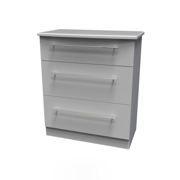Welcome Furniture Sherwood 3 Drawer Deep Chest Grey Matt | Bed Sava