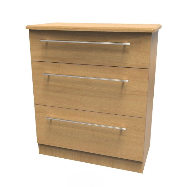 Welcome Furniture Sherwood 3 Drawer Deep Chest Modern Oak | Bed Sava