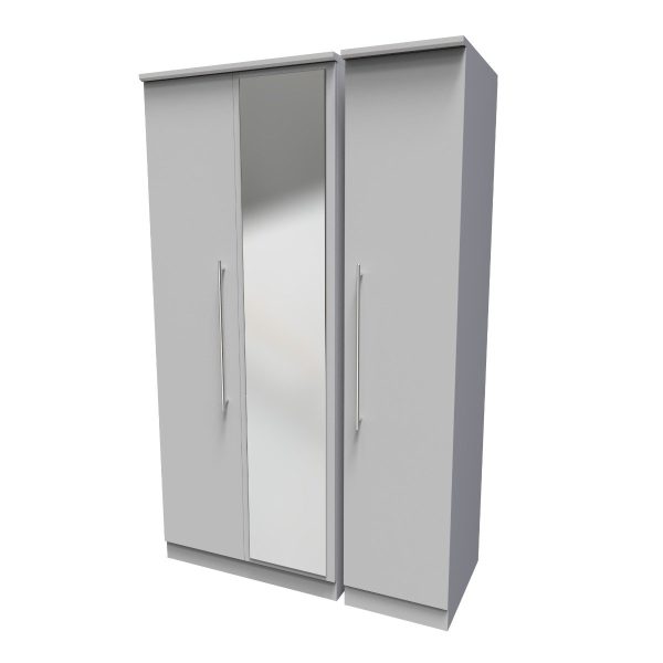 Welcome Furniture Sherwood Triple Mirror Robe Grey Matt | Bed Sava