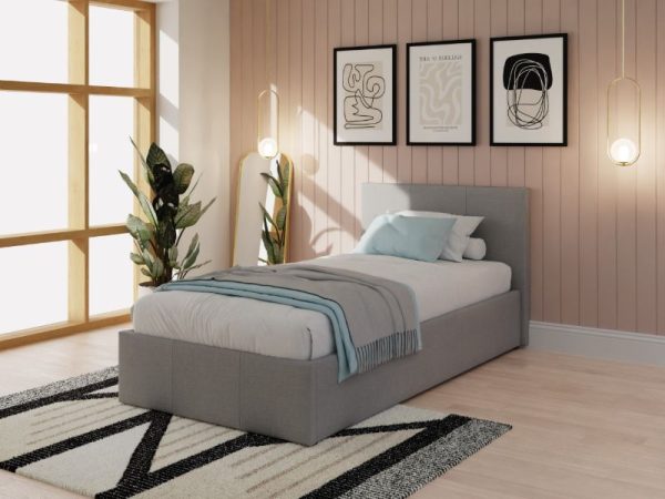 GFW Side Lift Ottoman Bed Grey Fabric Single | Bed Sava