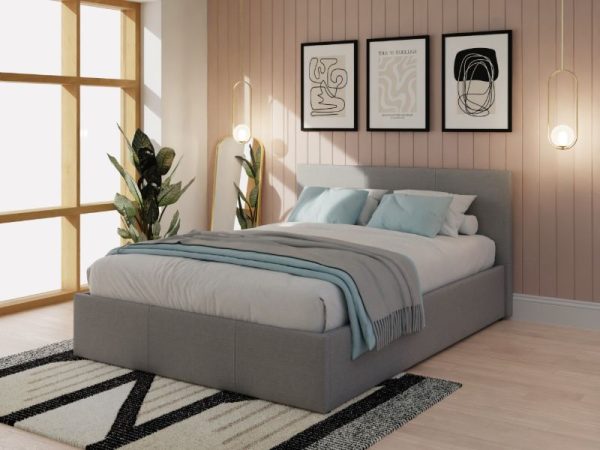 GFW Side Lift Ottoman Bed Grey Fabric Double | Bed Sava