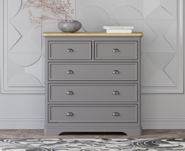 Felton Oak and Light Grey Painted 2 Over 3 Chest of Drawers | Bed Sava