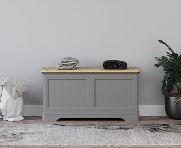 Felton Oak and Light Grey Painted Blanket Box | Bed Sava