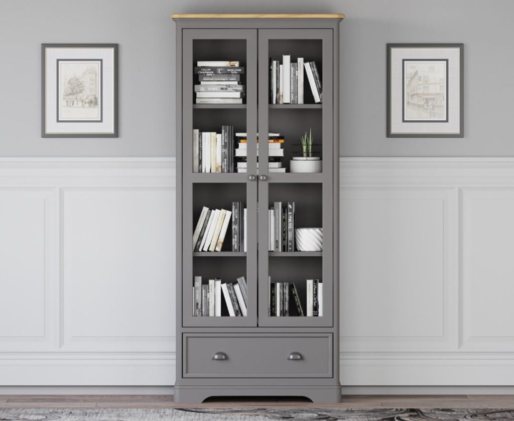 Felton Oak and Light Grey Painted Glazed Display Cabinet