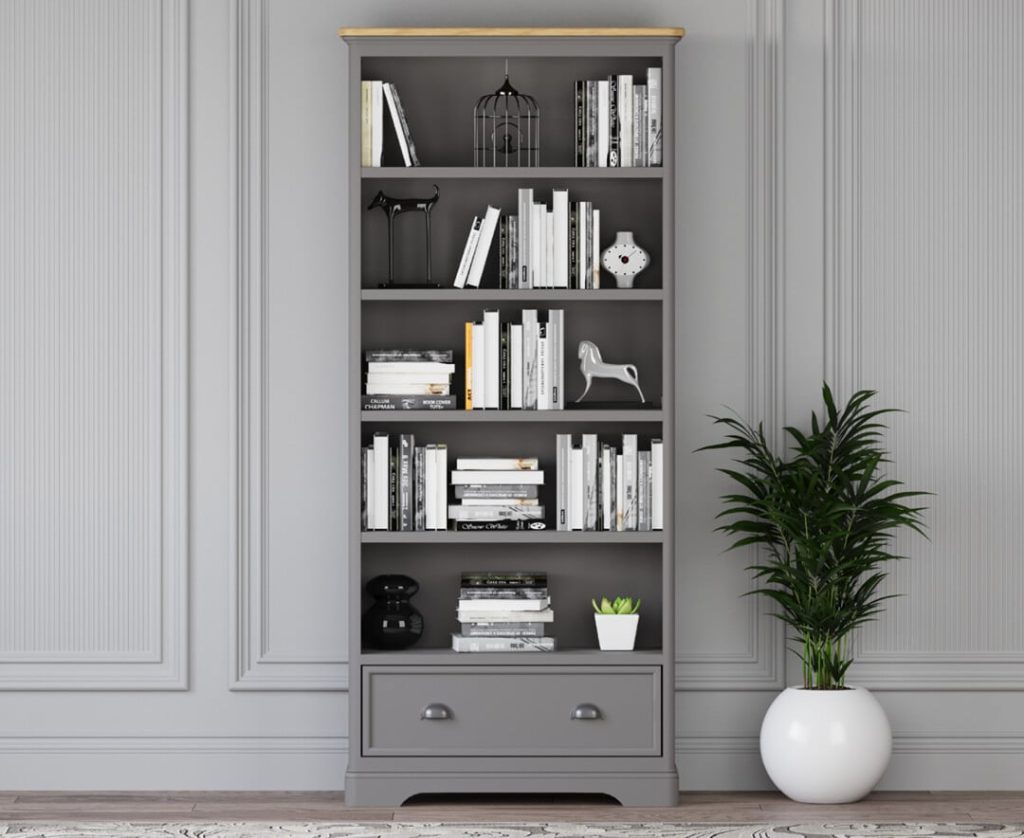 Felton Oak and Light Grey Painted Tall Bookcase