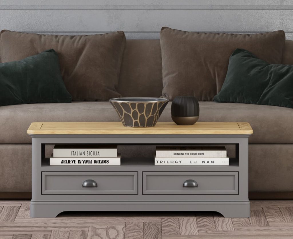 Felton Oak and Light Grey Painted 4 Drawer Coffee Table