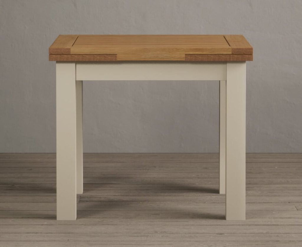Extending Buxton 90cm Oak and Cream Painted Dining Table
