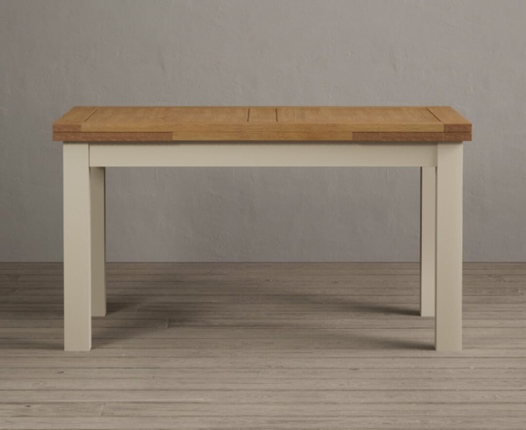 Extending Buxton 140cm Oak and Cream Painted Dining Table