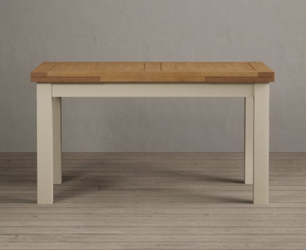 Extending Buxton 140cm Oak and Cream Painted Dining Table | Bed Sava