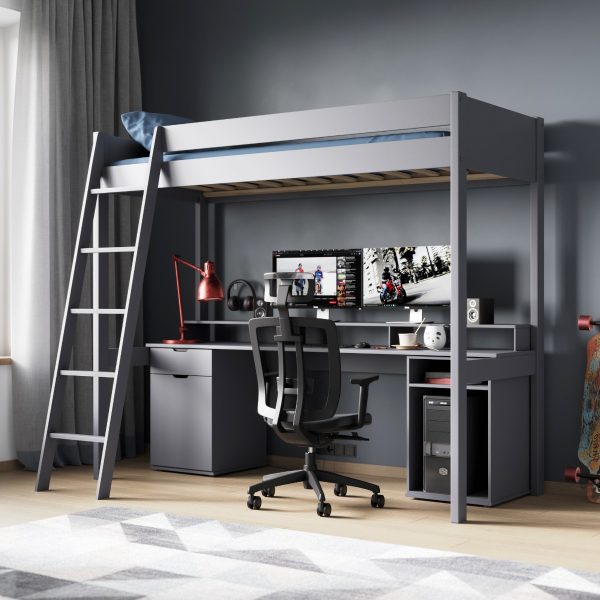 Noomi Tera Solid Wood Gaming High Sleeper Grey FSC Certified | Bed Sava