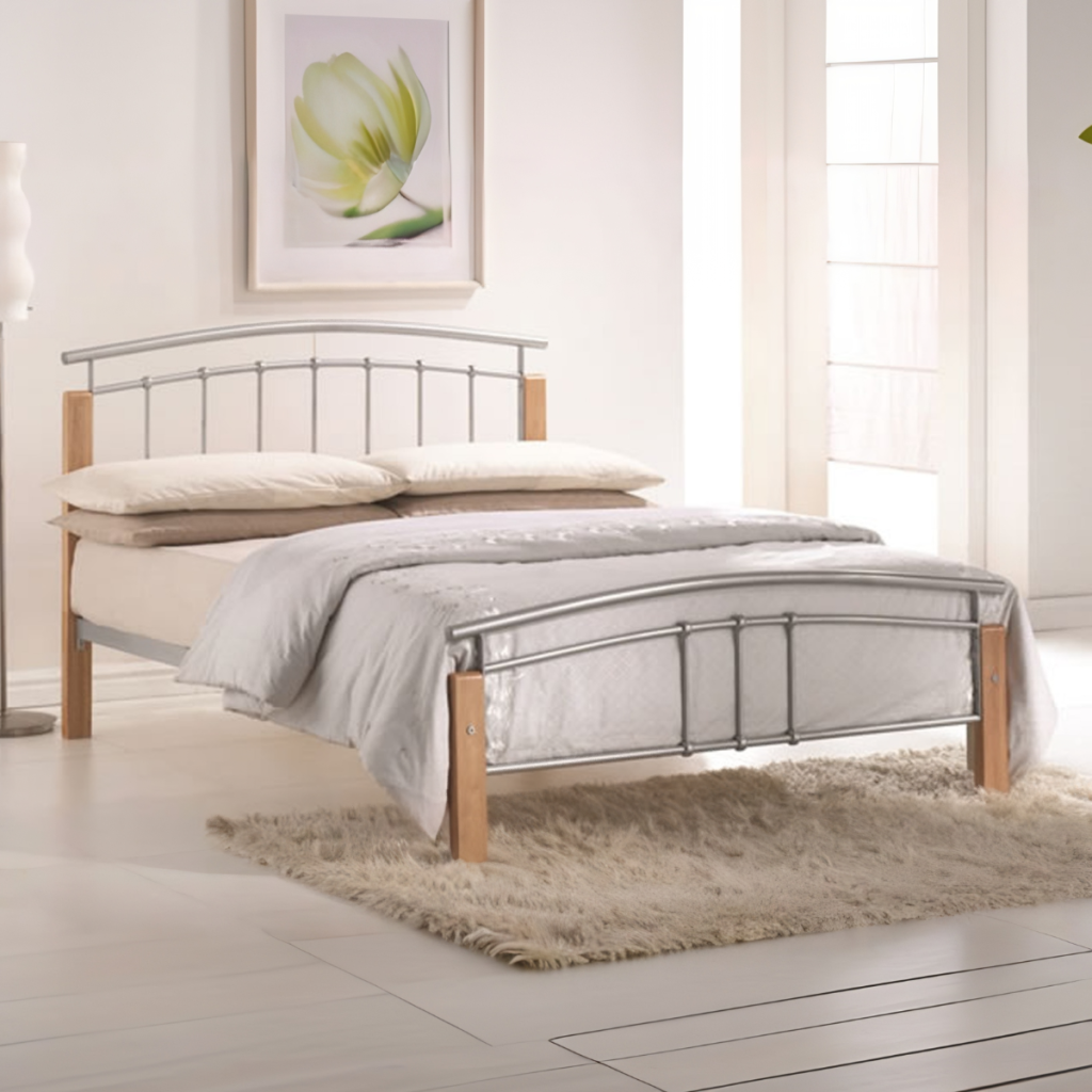 Time Living Tetras Bed Frame-Silver-Double