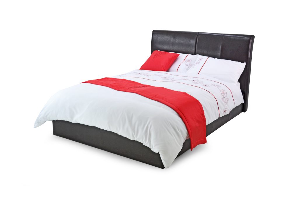 Metal Beds Texas Faux Leather Bed-Black -Small Double