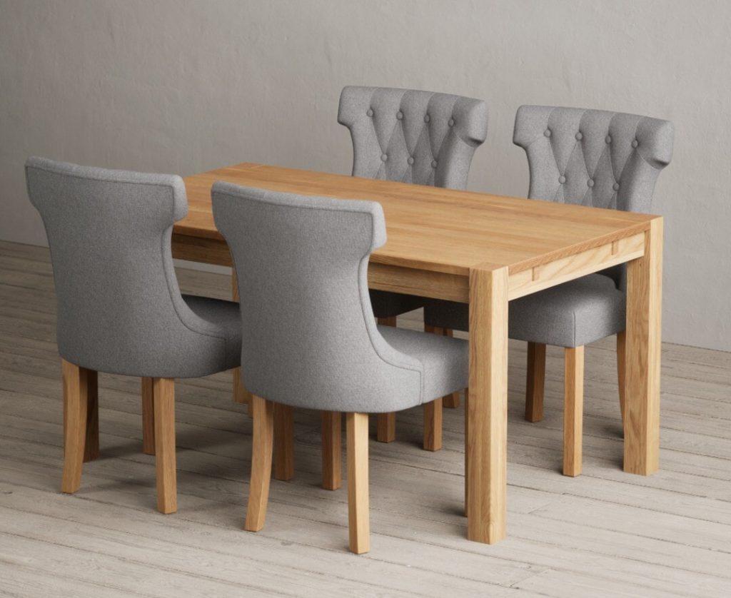 Thetford 150cm Oak Dining Table with 6 Natural Clara Chairs