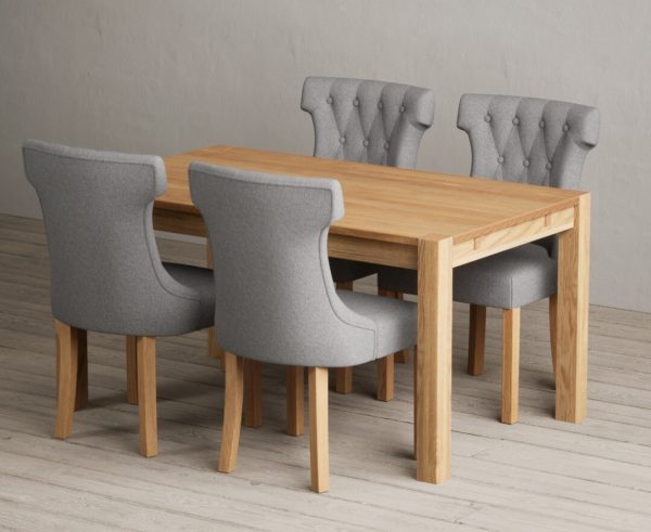 Thetford 150cm Oak Dining Table with 6 Natural Clara Chairs | Bed Sava