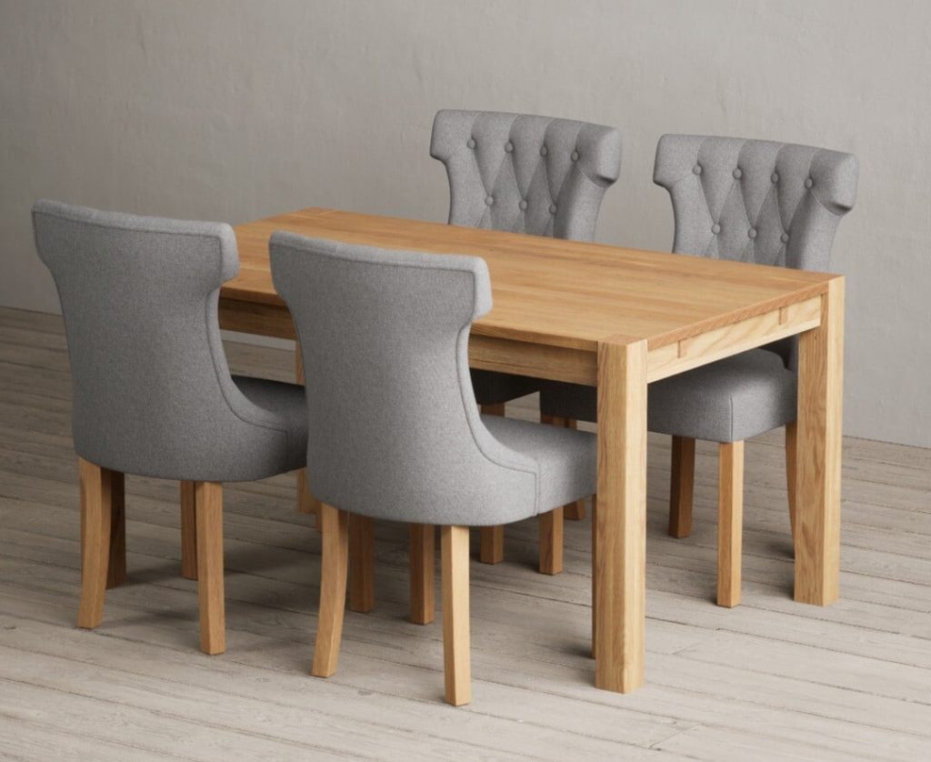 Thetford 150cm Oak Dining Table with 8 Natural Clara Chairs