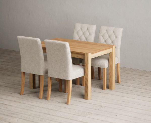 Thetford 120cm Oak Dining Table with 4 Grey Isabella Chairs | Bed Sava