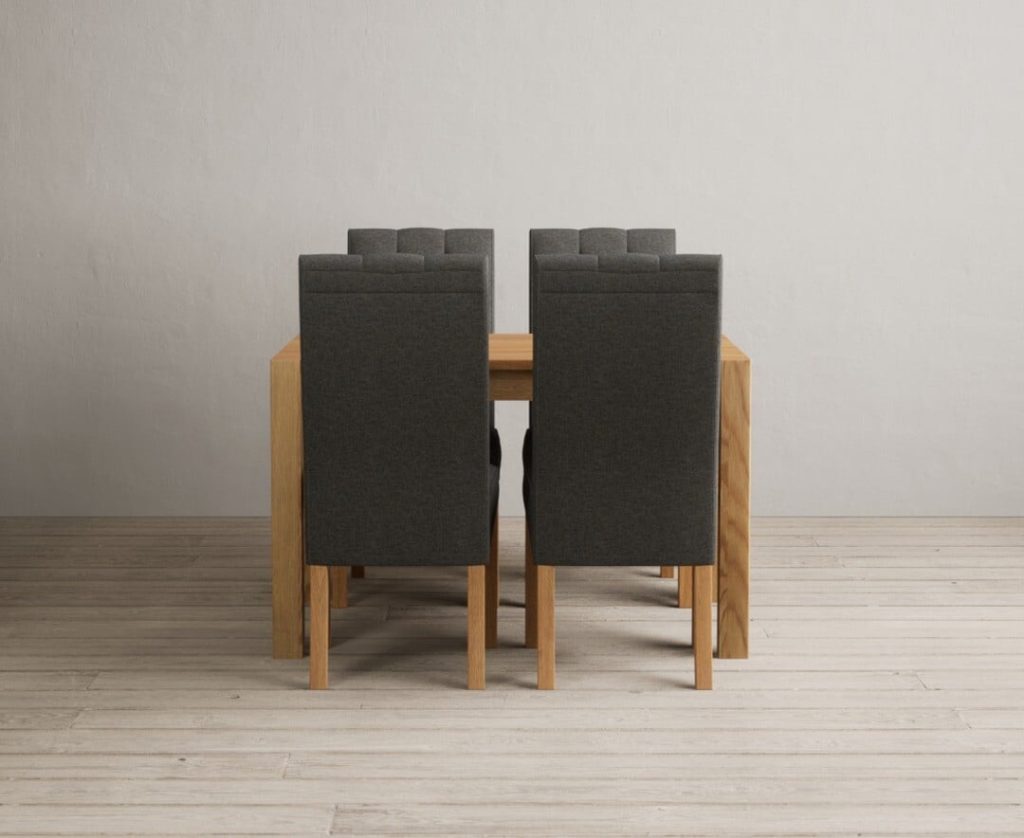 Thetford 120cm Oak Dining Table with 4 Grey Maya Chairs