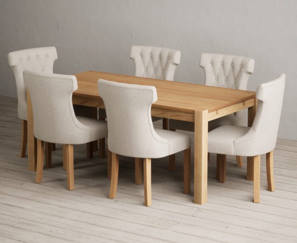 Thetford 180cm Oak Dining Table with 8 Natural Clara Chairs