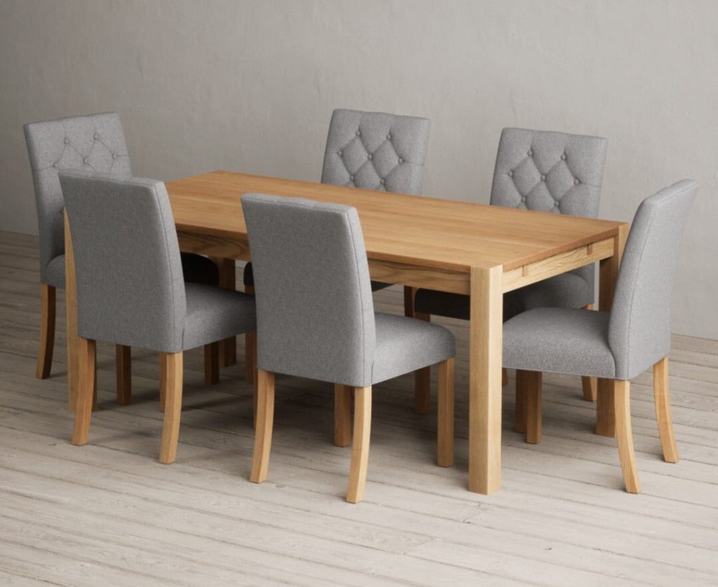 Thetford 180cm Oak Dining Table with 8 Natural Isabella Chairs