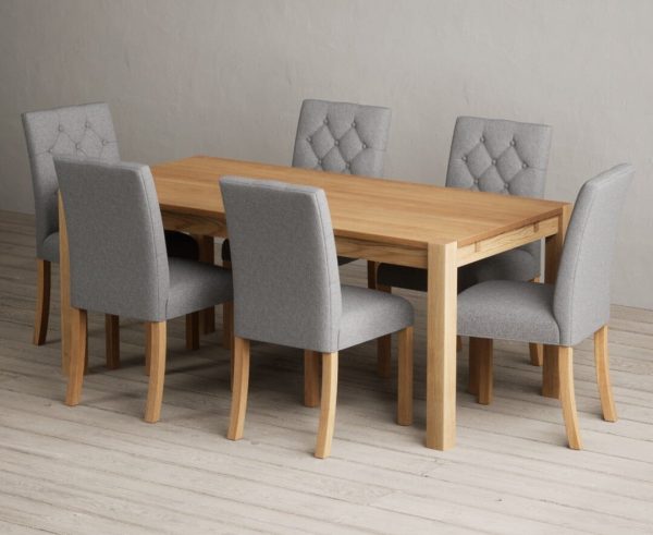Thetford 180cm Oak Dining Table with 8 Natural Isabella Chairs | Bed Sava