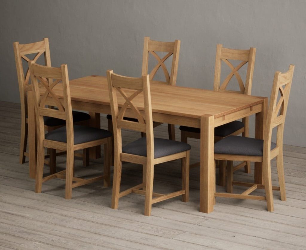 Thetford 180cm Oak Dining Table with 8 Oak Natural Chairs