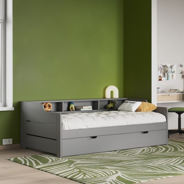 Noomi Enzo Day Bed With Trundle Grey FSC Certified | Bed Sava