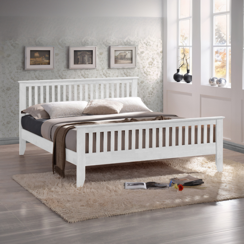 Time Living Turin Wooden Bed Frame-White-Kingsize