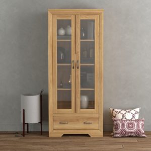 Tilt Solid Oak Glazed Display Cabinet | Bed Sava