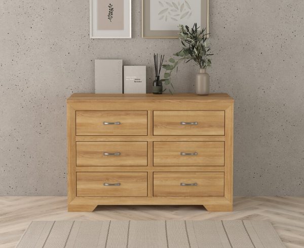 Tilt Solid Oak Wide Chest Of Drawers | Bed Sava