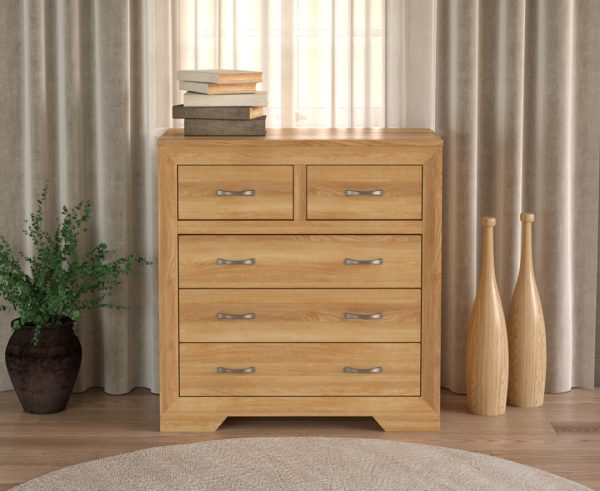 Tilt Solid Oak 2 Over 3 Chest of Drawers | Bed Sava