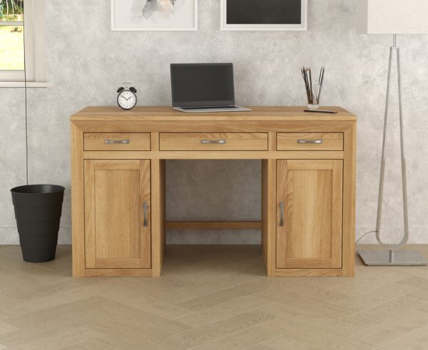 Tilt Solid Oak Large Computer Desk | Bed Sava