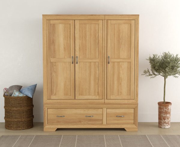 Tilt Solid Oak Triple Wardrobe | Bed Sava