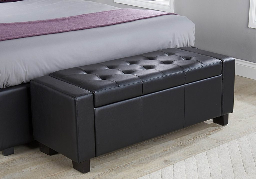 GFW Verona Blanket Storage Box Faux Leather-Black