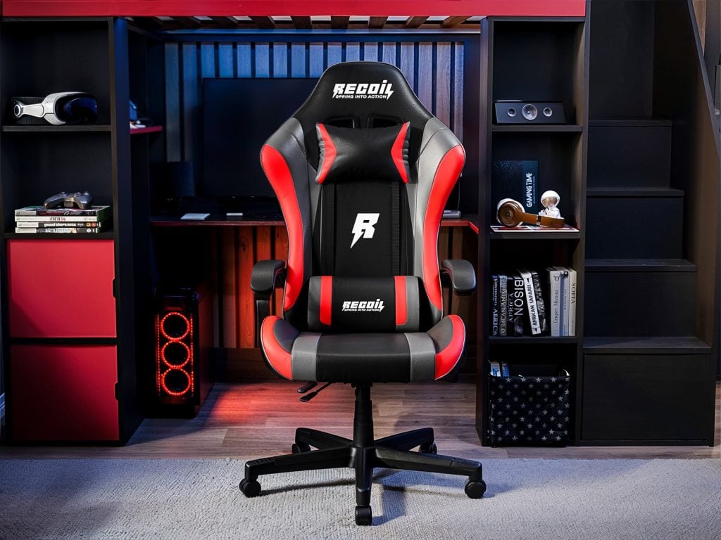 Recoil Vortex Gaming Chair Black & Red PU Leather