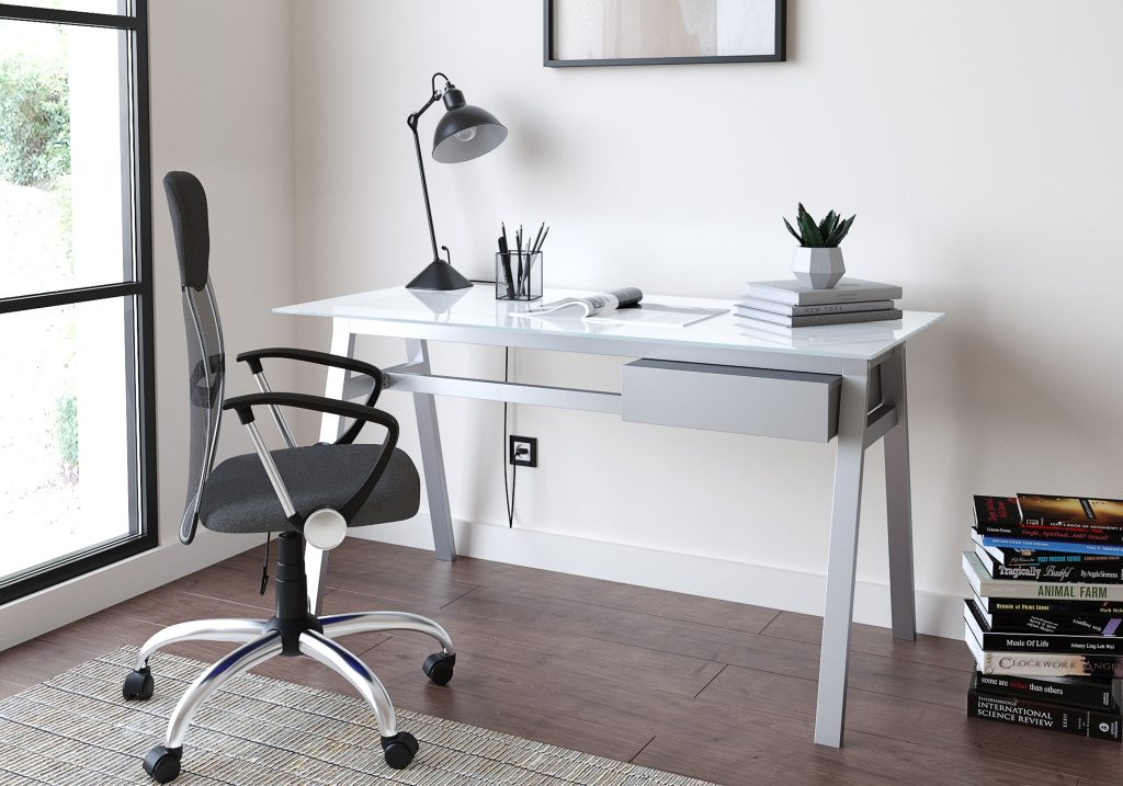Alphason Richmond Glass Desk-White