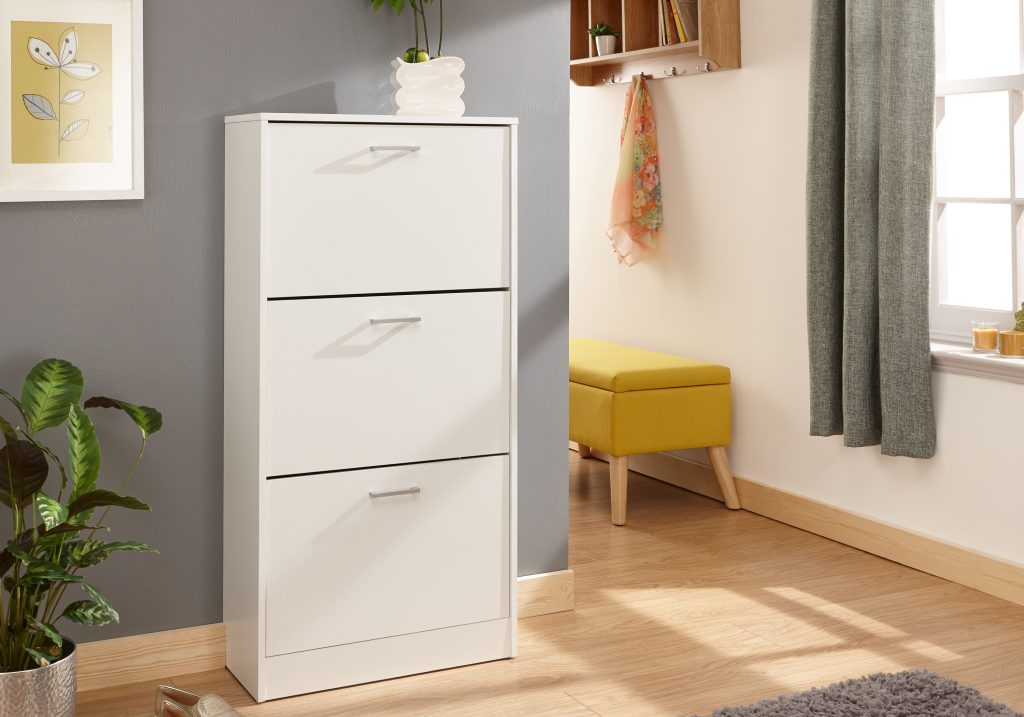 GFW Stirling Three Tier Shoe Cabinet-White