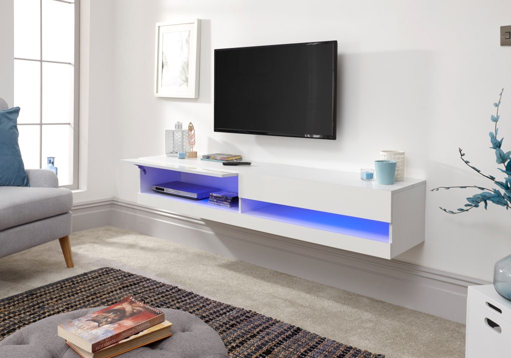GFW Galicia 150cm Wall TV Unit With LED-White
