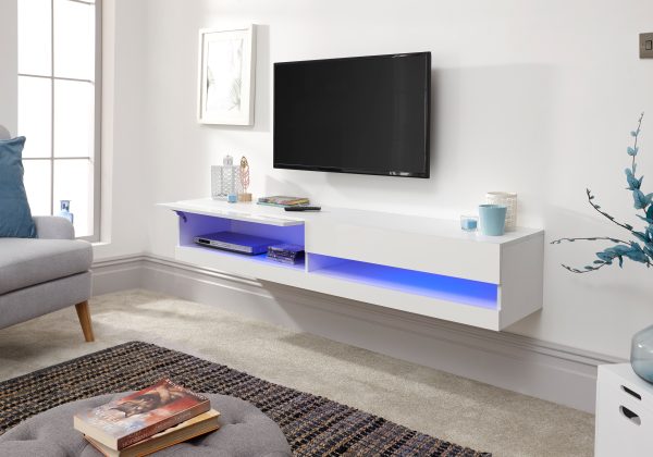 GFW Galicia 150cm Wall TV Unit With LED White | Bed Sava